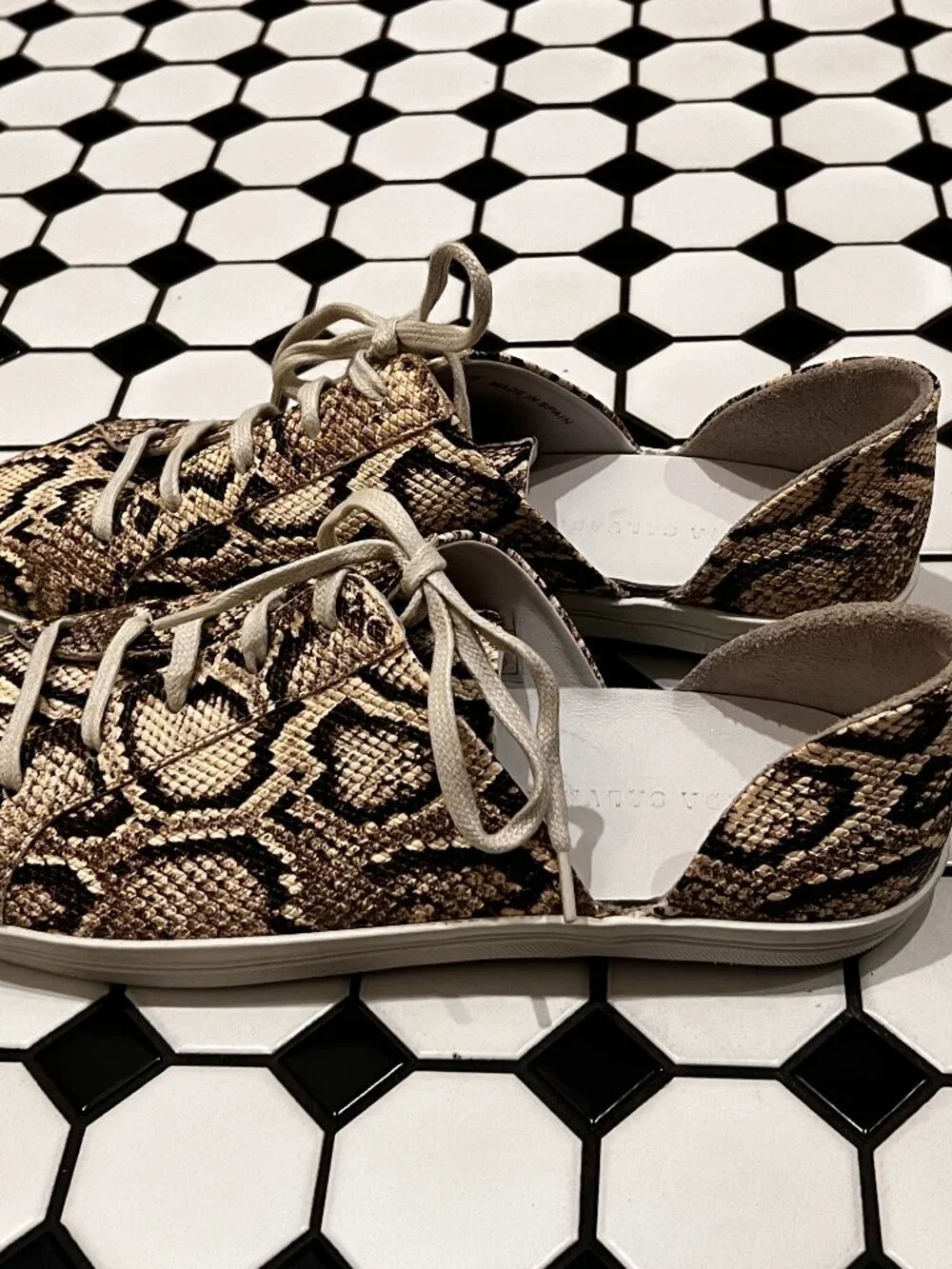 Freda Salvador Women's Eda Snake Print Leather d'Orsay Low Top Sneakers Size 11